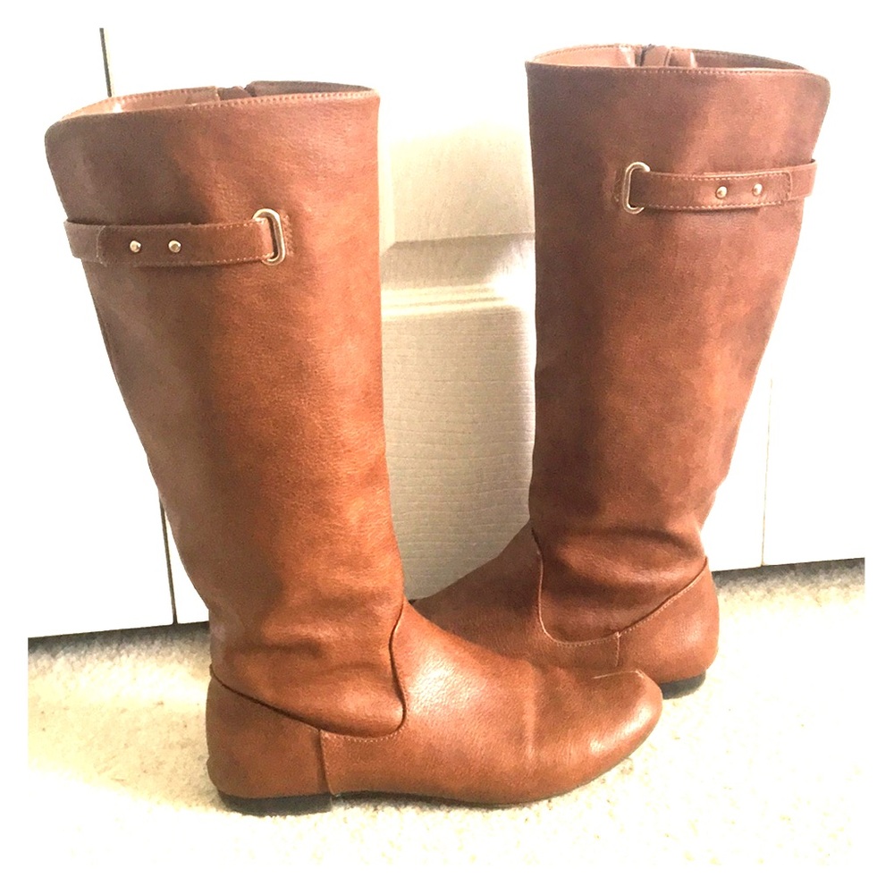 Brown leather boots